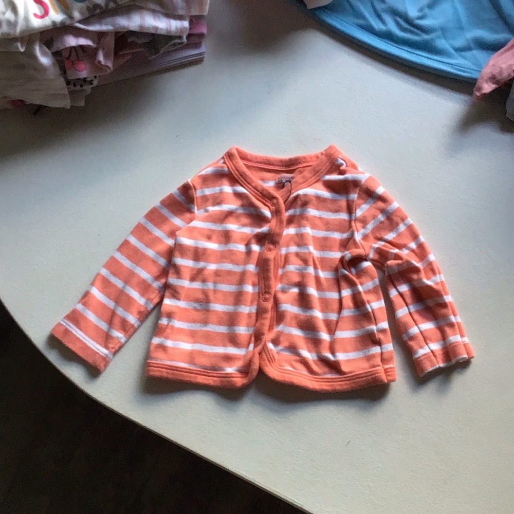 Amazon Essentials Orange and White Button Down Shirt